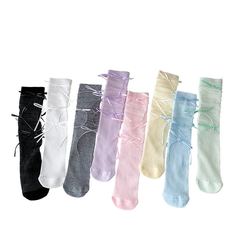 1 ‌   Par de calcetines hasta la rodilla con lazo de Ballet Lolita para niños y niñas, calcetines ligeros con lazo de princesa dulce, calcetines para niños pequeños de primavera y verano ‌ - imagen 4