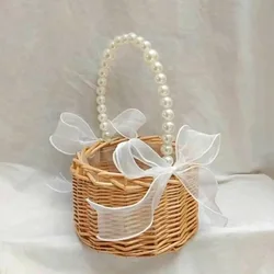 Cesta de mimbre para picnic – Asa resistente con almacenamiento