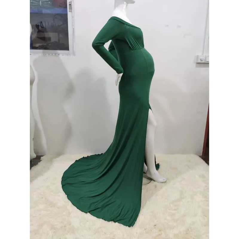 Vestido de maternidad algodón con cuello en V y abertura para fotos - imagen 4
