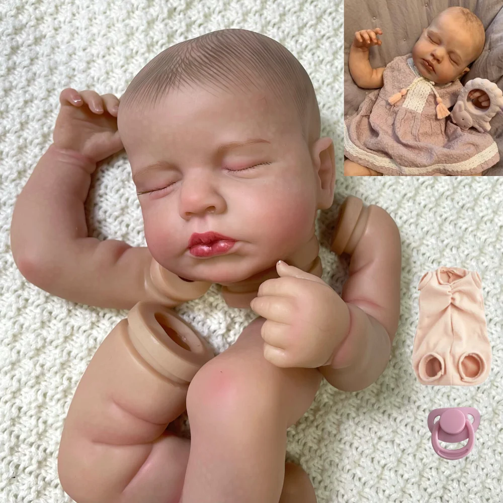 LouLou Reborn kit muñeca piel pintada pestañas enraizadas cuerpo tela