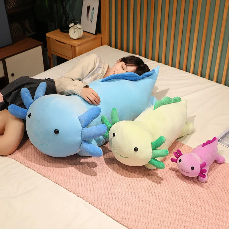 Peluche axolotl bebé gigante tumbado con rostro sonriente - Regalo - imagen 2