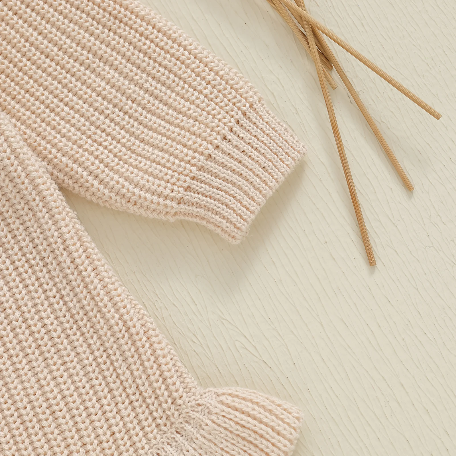 Pelele de punto de otoño para niñas de 0 a 12 meses, mono con bordado de letras, manga larga, cuello redondo, suéter con volantes - imagen 5