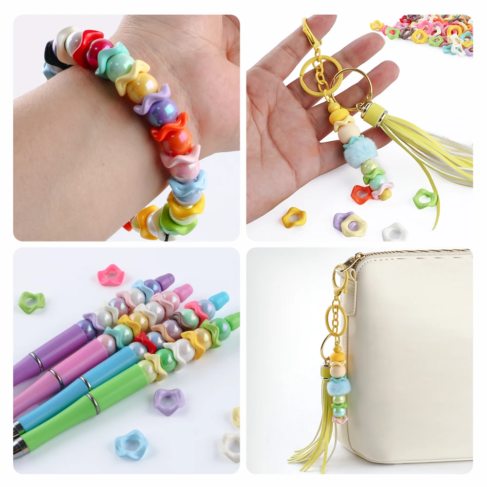 50 Uds. De cuentas circulares apilables onduladas acrílicas de 12/16mm para joyería DIY, collar, pulsera, pendientes, accesorios de decoración personalizados - imagen 5