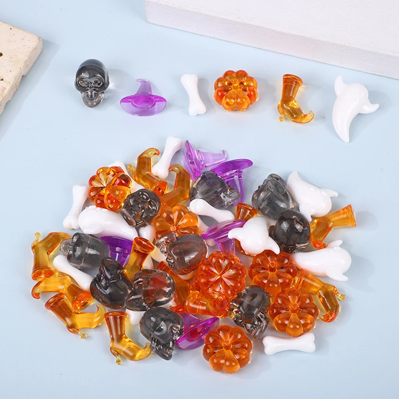 Modelo en miniatura de Halloween, 12/24/36/48 Uds., Mini adorno decorativo de calavera fantasma y calabaza, accesorio DIY, regalo de Carnaval para fiesta ZYF - imagen 2