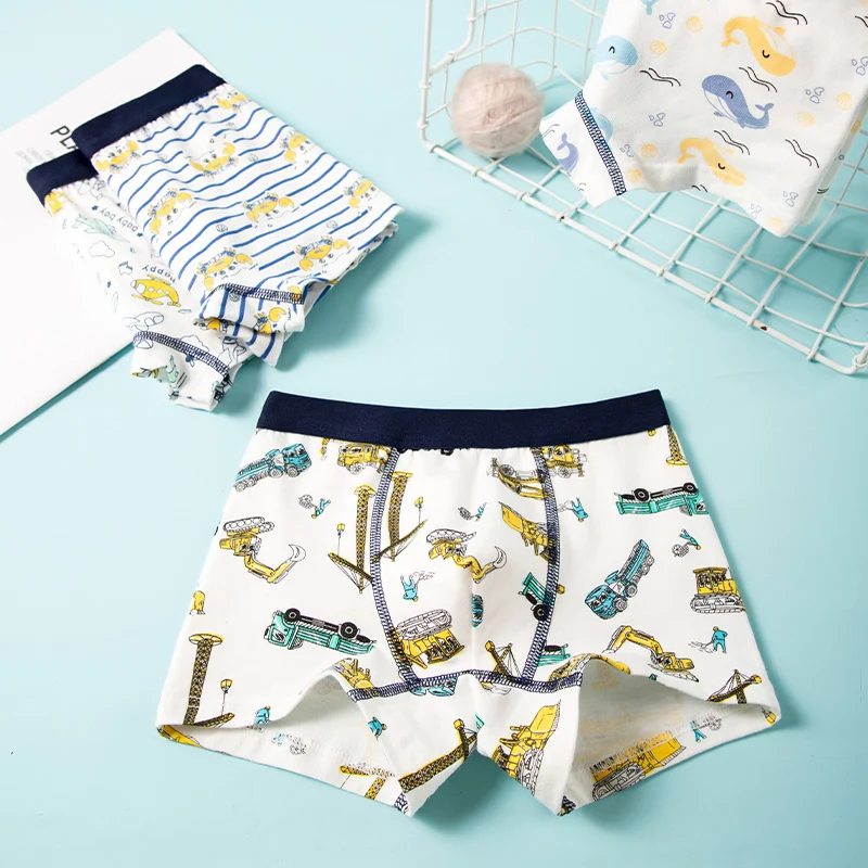 4 unids/lote de calzoncillos Boxer para niños de algodón puro suave que no se decolora, ropa interior sin fluorescencia para niños, calzoncillos Boxer con estampado de dibujos animados para niños - imagen 3