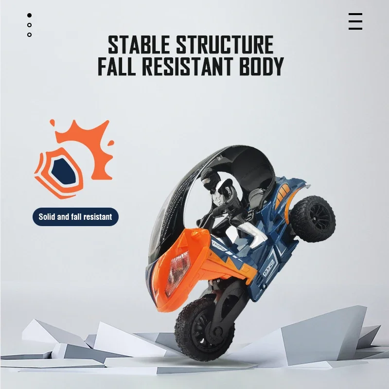 Triciclo de motocicleta Rc de juguete, coche de Control remoto de 2,4 Ghz con juguete en aerosol, vehículo de carreras acrobático eléctrico, juguetes para niños, regalo - imagen 4