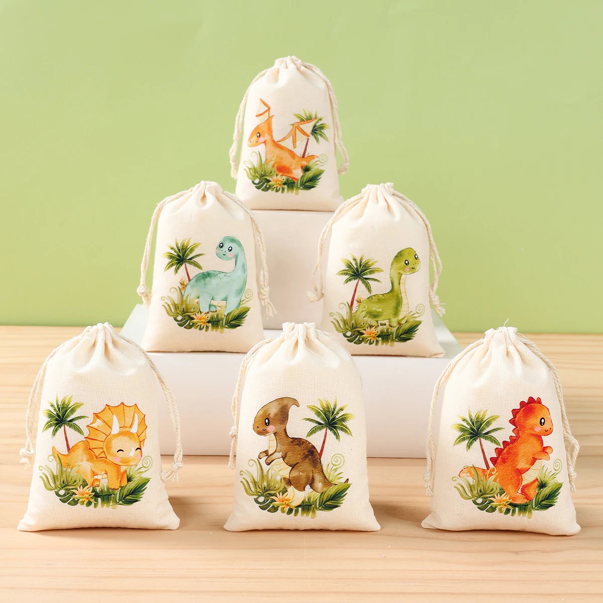 Bolsas de dulces de dinosaurio, suministros para fiesta de cumpleaños de dinosaurio, bolsas de regalo, joyería, bolsas de saco de sótamo, bolsas de embalaje, decoraciones para fiesta de cumpleaños para niños