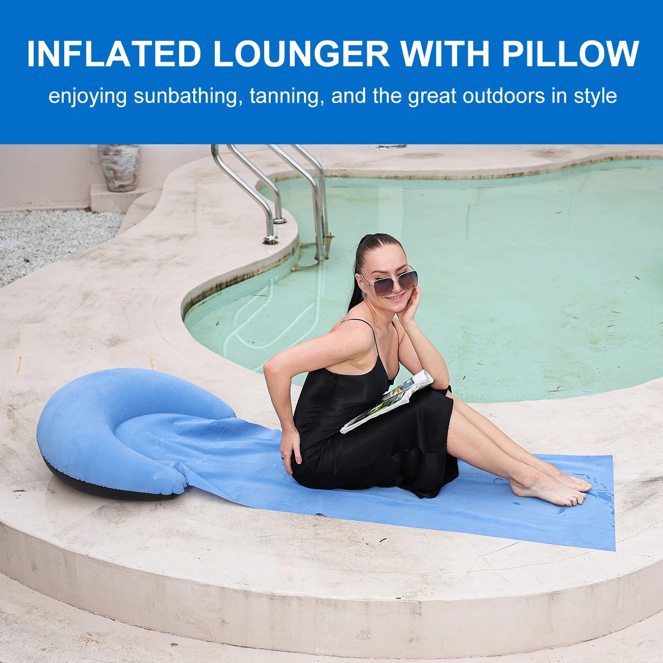 Estera de playa inflable plegable compacta para acampar y fiestas - imagen 3