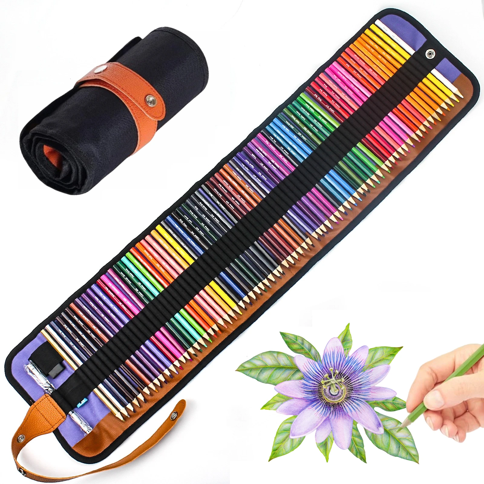 Juego lápices de colores estuche lona para colorear manualidades