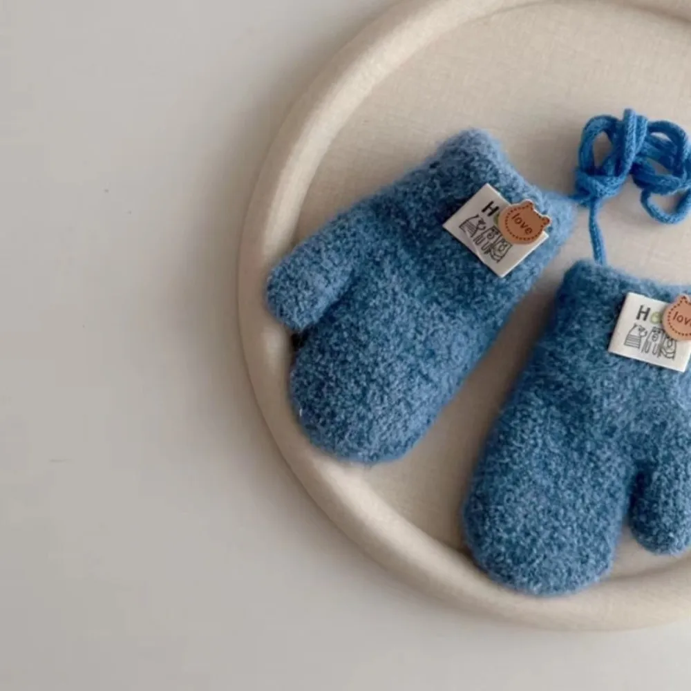 Nuevo Guantes de 0 a 3 años Color caramelo con cuerda guantes cálidos para nieve mitones gruesos a prueba de frío Otoño Invierno - imagen 5