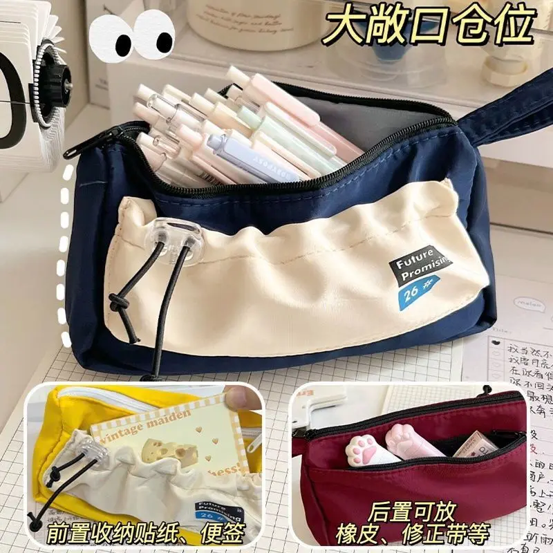 Estuche impermeable para lápices multicapa, bolsa de almacenamiento para bolígrafos estacionarios, bolsa para lápices y bolígrafos, bolsa de almacenamiento de viaje para cosméticos de gran capacidad, escuela - imagen 3