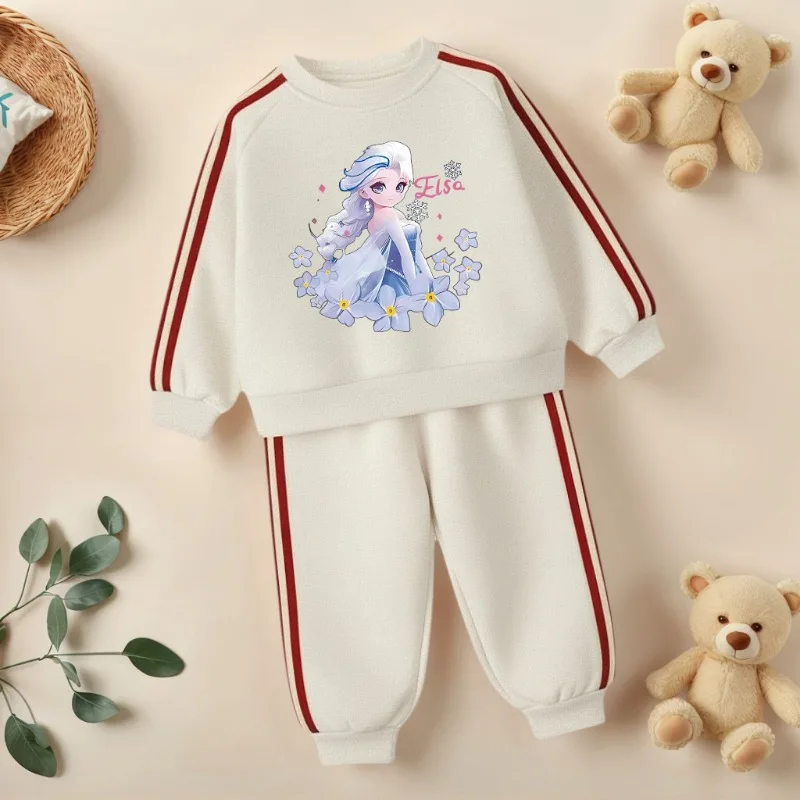 Conjuntos de sudaderas informales para niños, sudaderas con capucha y pantalón largo con cuello redondo, traje de dos piezas, chándales para niñas de Disney, primavera 2026 - imagen 5