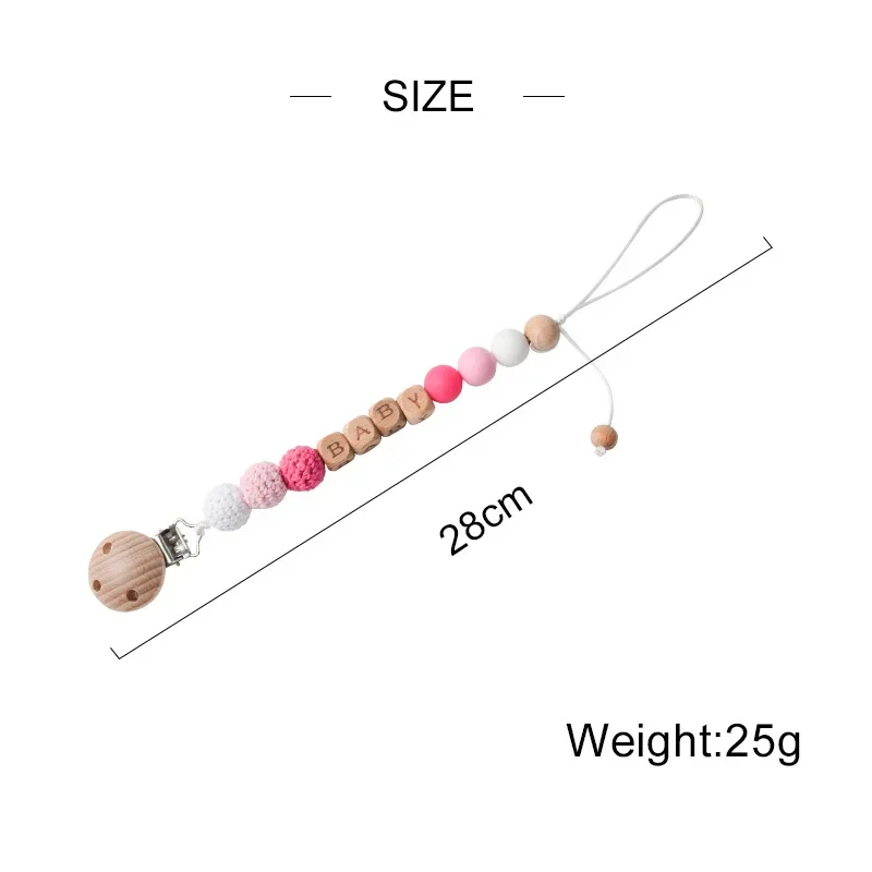 Kit informal de ganchillo para dentición de bebé, mordedor de madera de haya con Clip antipérdida, sonajero de hilo de algodón Natural, juego DIY para recién nacido - imagen 4
