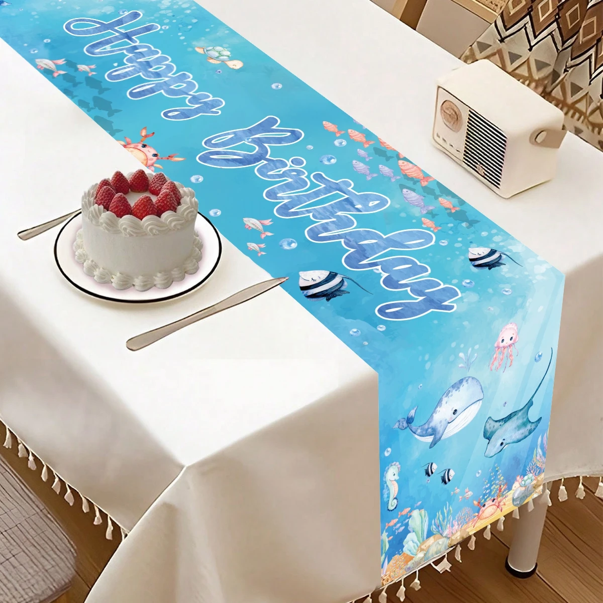 Camino de mesa animales marinos para fiestas infantiles y cumpleaños - imagen 5