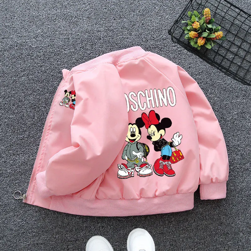 Chaqueta con estampado de dibujos animados para niños y niñas, abrigo cortavientos de Mickey y Minnie Mouse, ropa de primavera, novedad - imagen 3