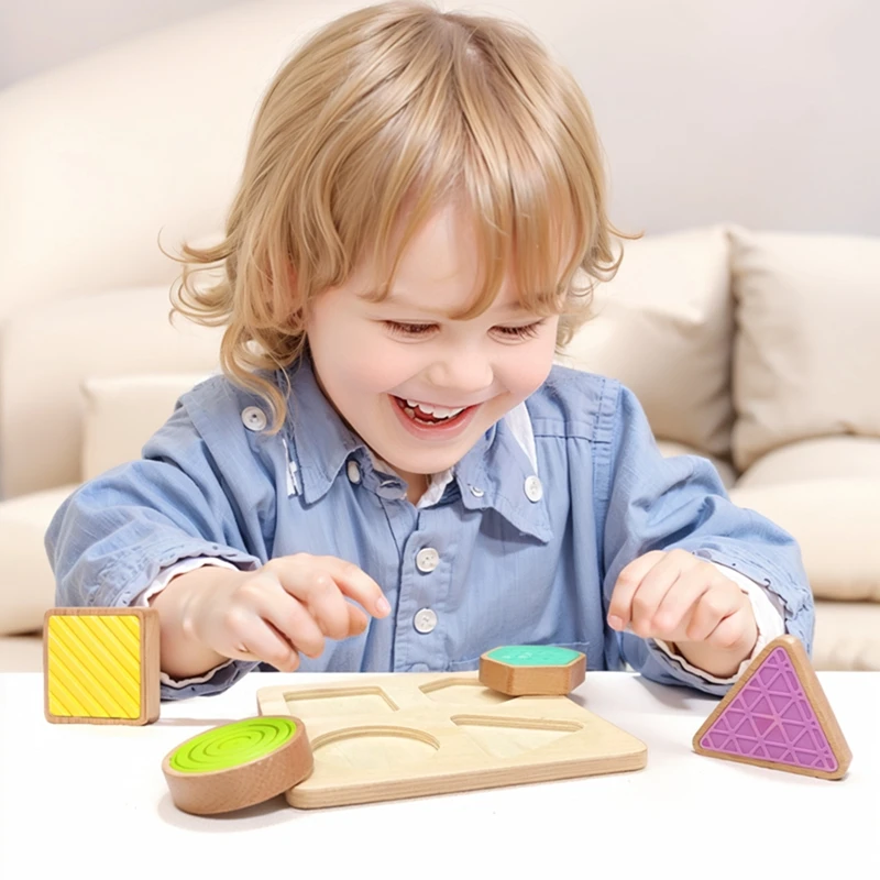 Juguetes de madera Montessori para bebés de 0 a 12 meses, tablero de agarre geométrico colorido, juguetes sensoriales para recién nacidos, juego de reconocimiento de formas táctiles, juguete para regalo - imagen 5