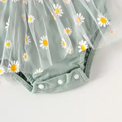 Vestido mameluco de tul con flores 3D para niñas – Mono de fiesta