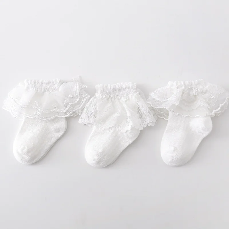 3 par/lote calcetines para niños para niñas encaje volantes verano malla fina calcetines para niños pequeños calcetines blancos de algodón de princesa para niños nuevo - imagen 5
