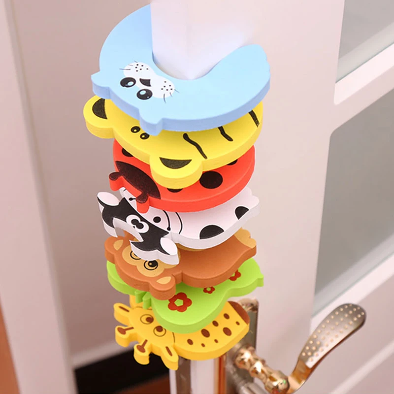 Tope de puerta de seguridad para bebé, pomo de puerta, tarjeta de protección para muebles de pared, cuidado de niños, prevención de ruido, Protector de dedo antipellizco, 5 uds.