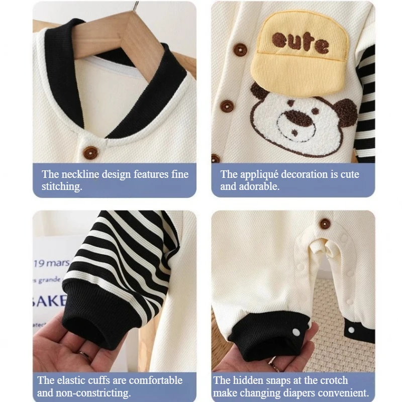 Mameluco de sarga con estampado oso para bebé – Cómodo y suave - imagen 4