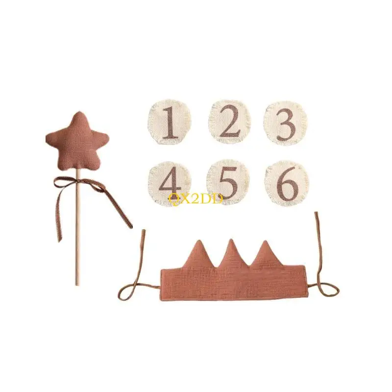 QX2D Diadema con Princesa, Varita Estrella, Adorno para Cabello, Accesorios fotografía para recién Nacidos - imagen 4