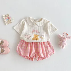 MILANCEL Camiseta de verano con estampado de oso para niña
