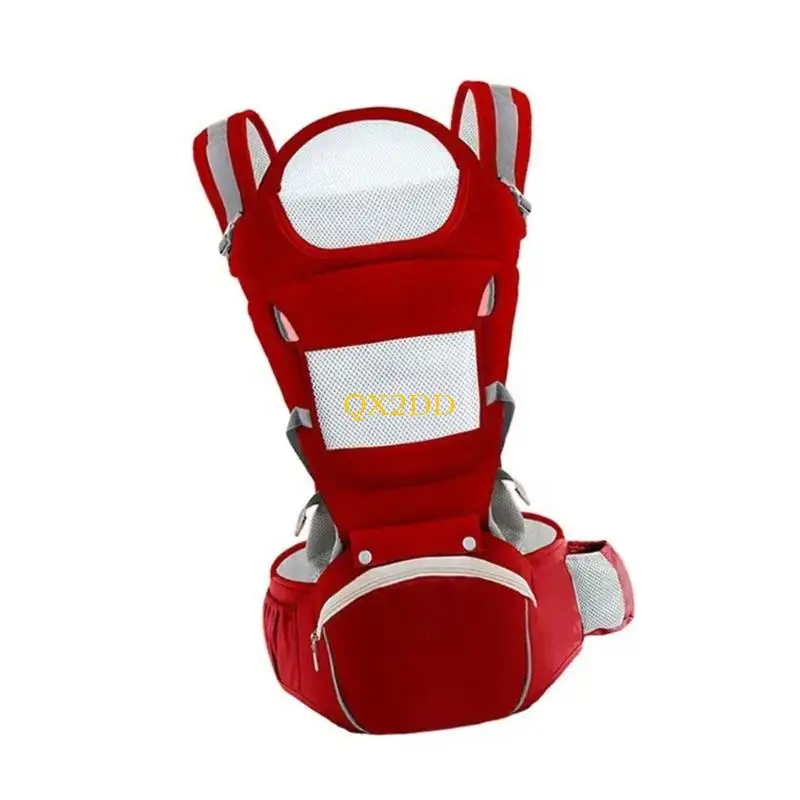 QX2D Bebé transpirable Correa transporte con taburetes ergonómicos cintura Distribución peso para bebés niños - imagen 3