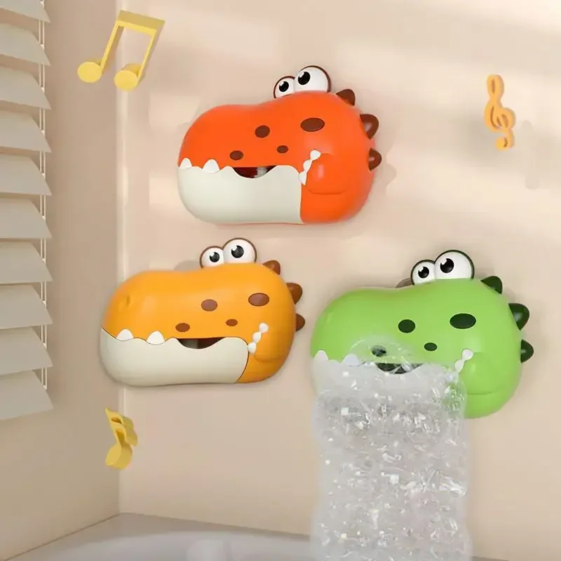 Juguetes de baño para bebé para niños, máquina de burbujas de dinosaurio musical, juguetes de baño, jabón para bañera, fabricante de burbujas automático, juguetes para baño de bebé - imagen 4