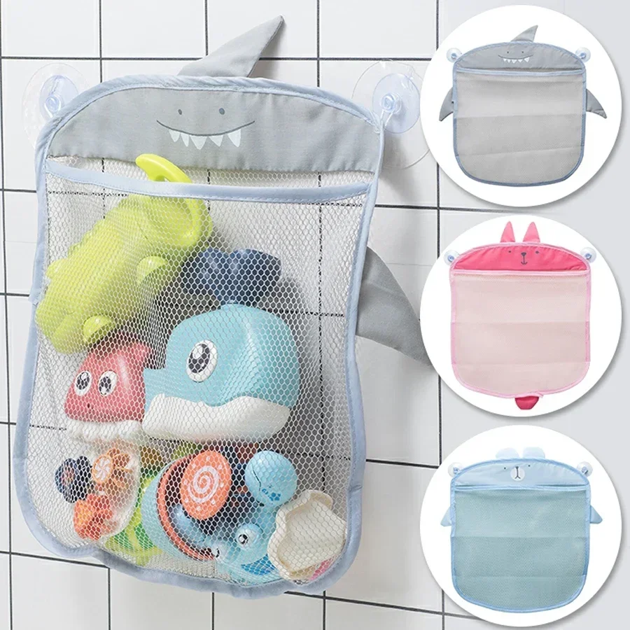 Nuevo bolso de malla para baño de bebé, diseño de ventosa para juguetes de baño, cesta para niños, formas de animales de dibujos animados, tela, juguetes de arena, bolsa de red de almacenamiento