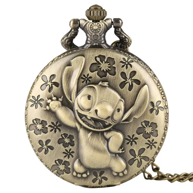 Reloj de bolsillo de cuarzo de punto de Disney con collar de cadena, relojes con colgante de cuarzo Vintage, cadena de reloj, accesorios de ropa para hombres y mujeres - imagen 3