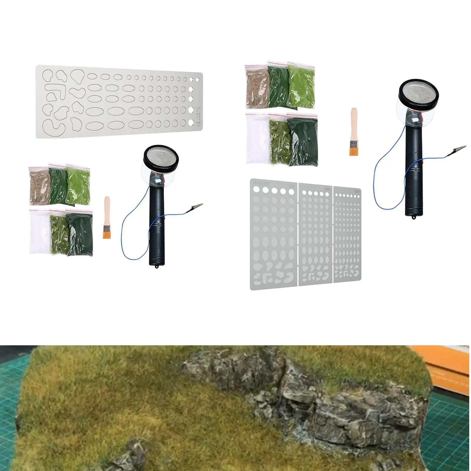 Static Grass Applicator for Railway Terrain Landscaping Architectural Model
