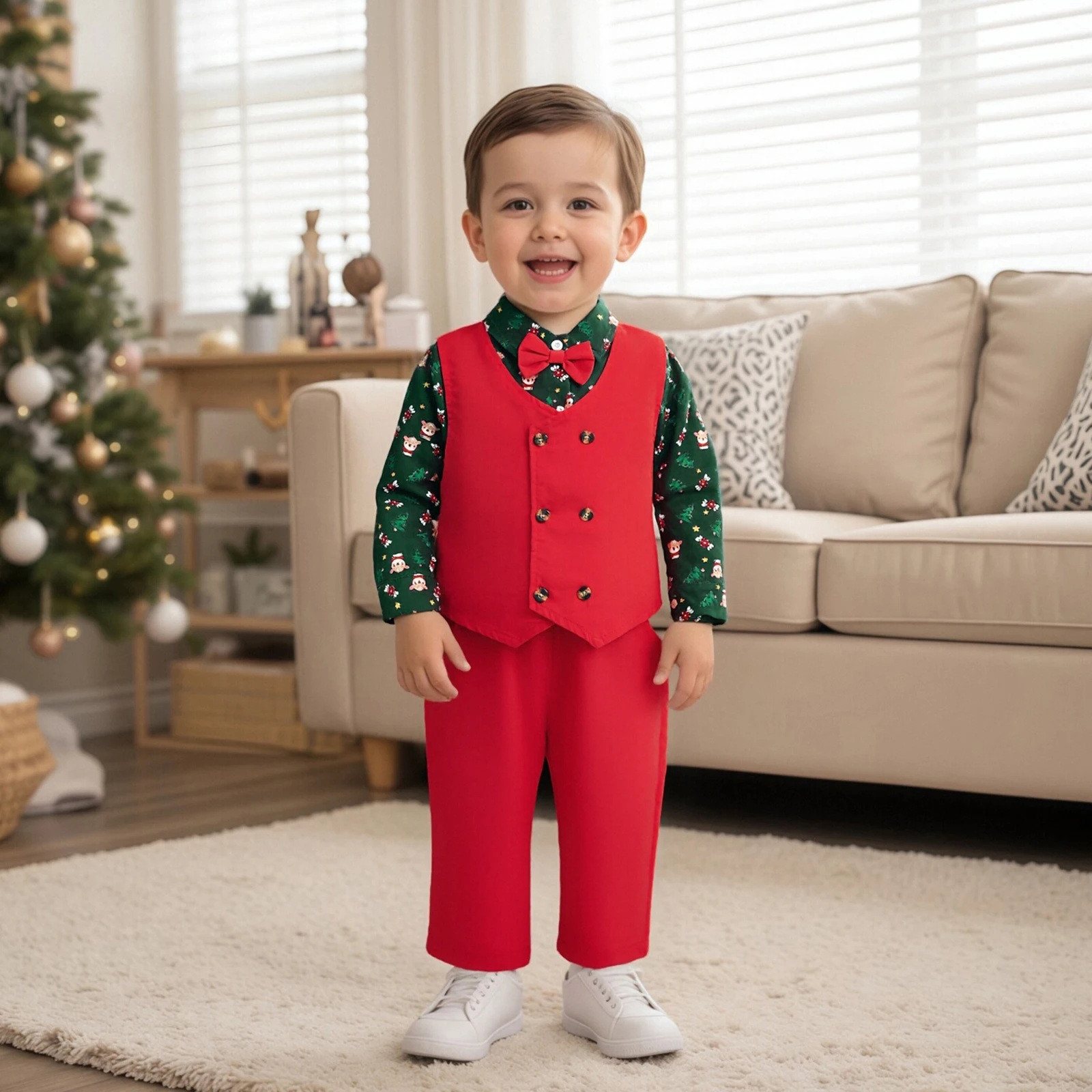 ViSgogo conjunto Navidad niño pequeño chaleco animal pantalón elástico