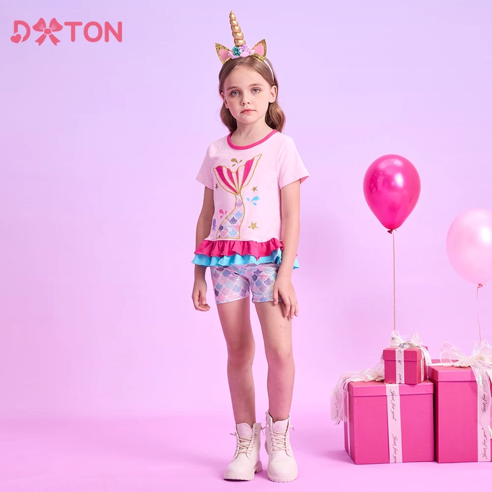 Conjunto DXTON para niña con apliques de sirena y volantes - imagen 2