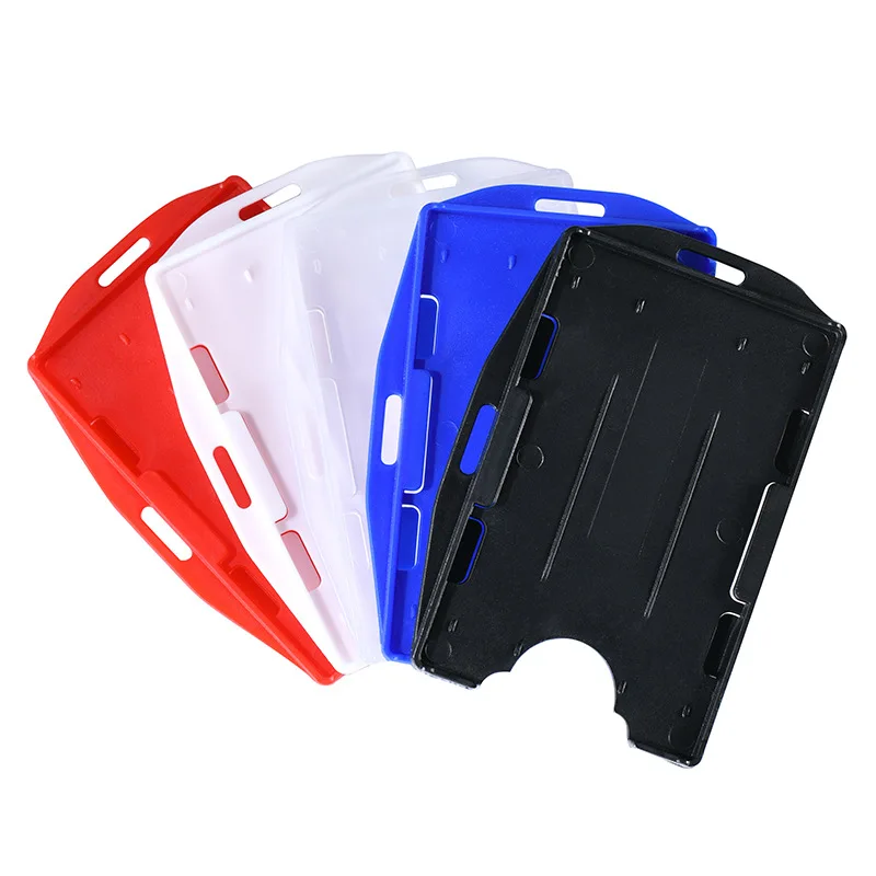 Portatarjetas de identificación de trabajo, funda protectora portátil, práctica, duradera, doble cara, plástico duro, suministros escolares y de oficina, 1 ud. - imagen 2