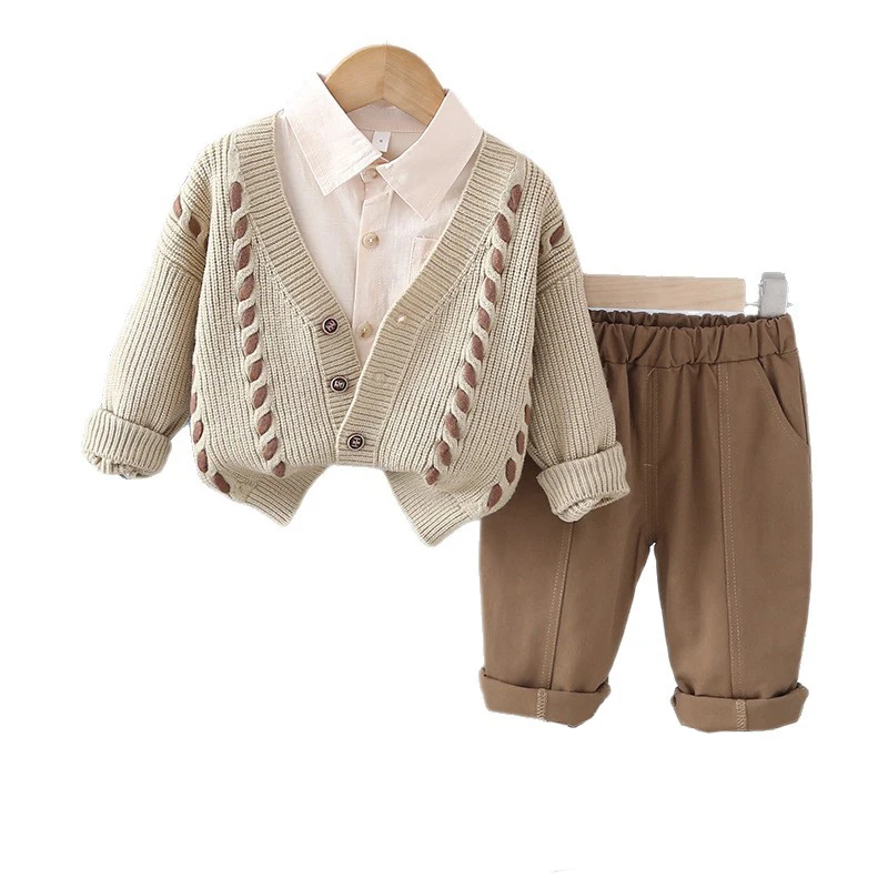 MILANCEL conjunto otoño niño cárdigan fino camisa pantalones - imagen 5