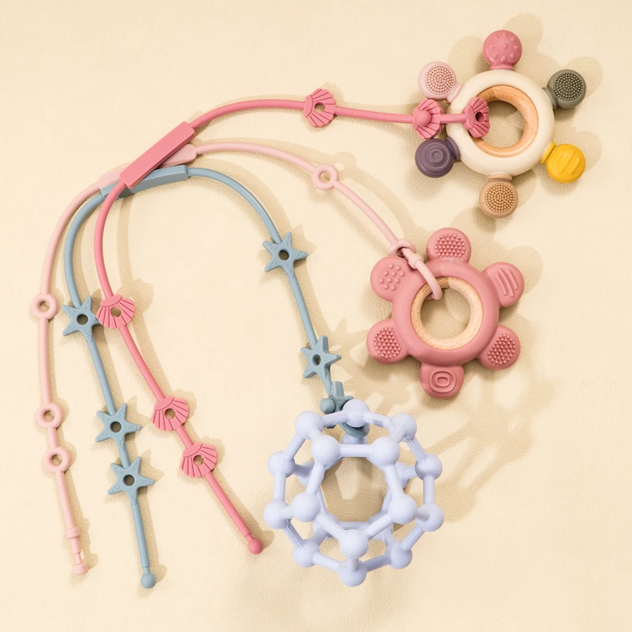 Chupete de silicona de colores para niños, cadena de chupete de Color sólido, juguetes de dibujos animados para bebés, ajustables, esenciales para bebés, suaves, regalo para bebés, 3 piezas - imagen 3