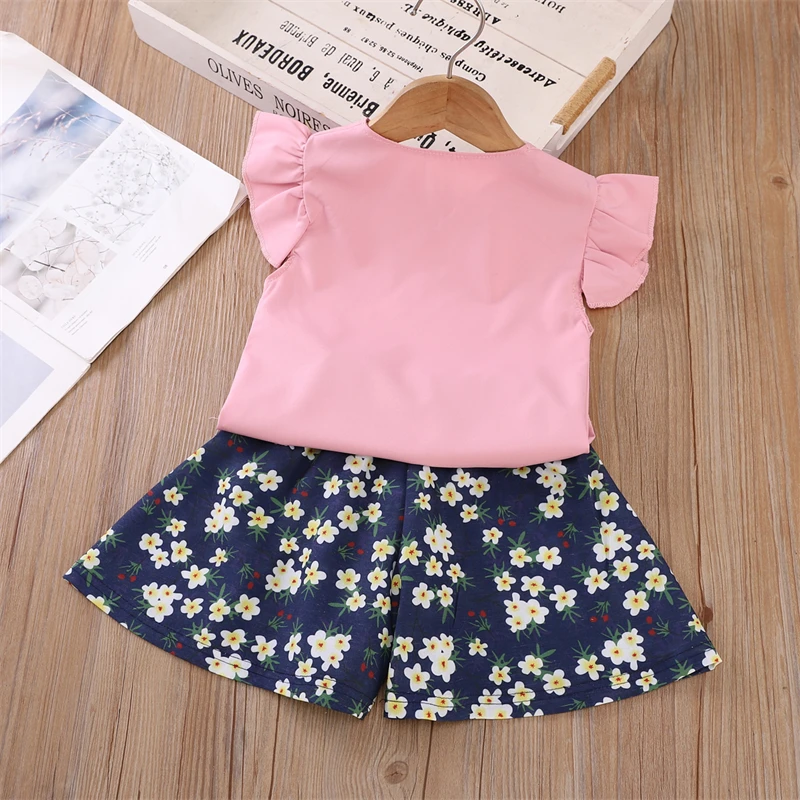 Nueva ropa de verano para niñas, traje, chaleco para niños, pantalones cortos, 2 unids/set, ropa para niños, disfraz informal de algodón, chándales para niños pequeños - imagen 5