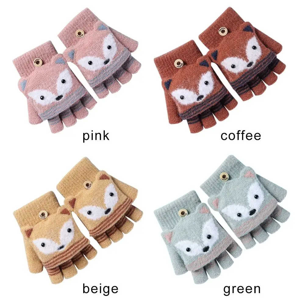 Guantes de punto sin dedos con estampado de zorro para niños - imagen 5