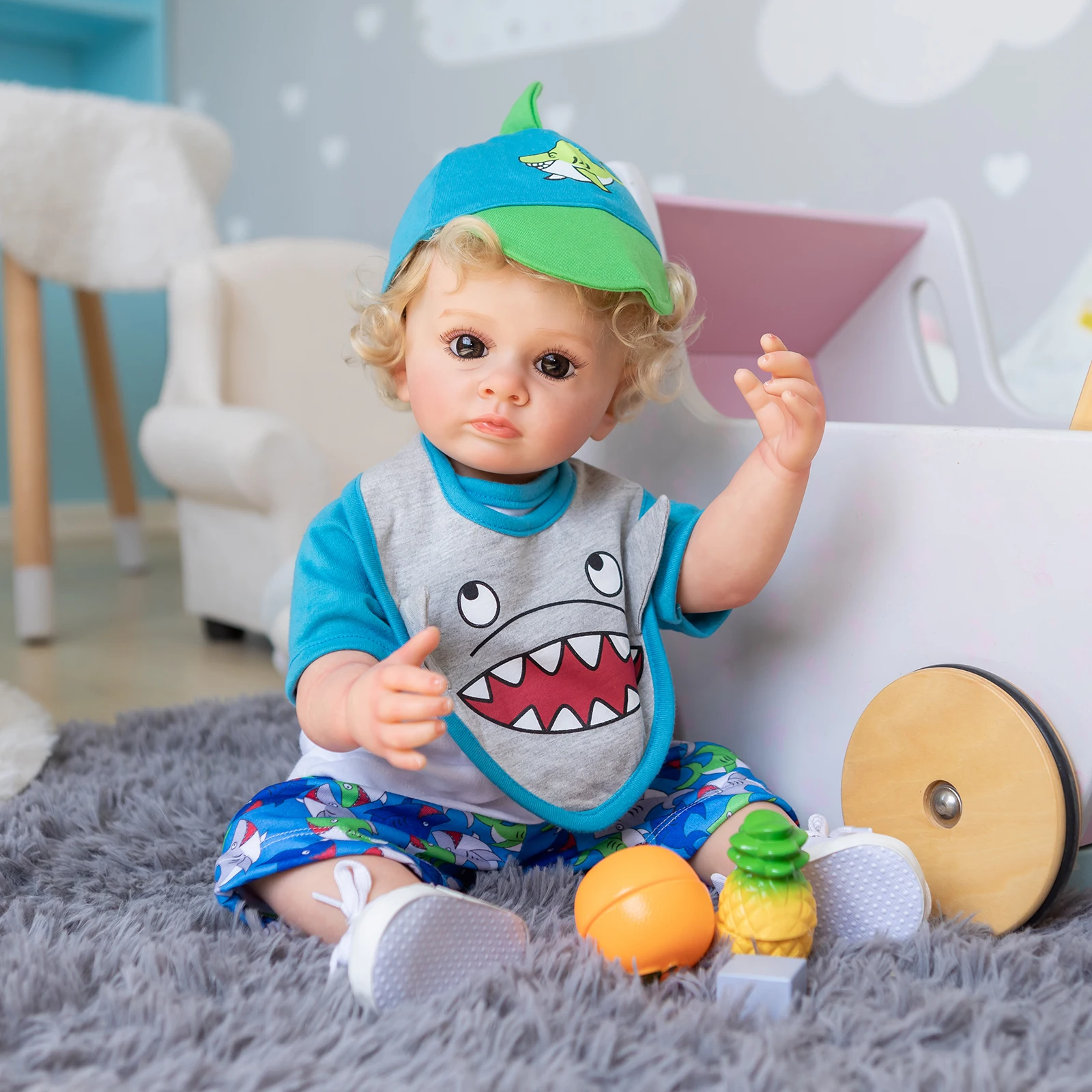 Muñeca de silicona suave de cuerpo completo para niños, juguete de vinilo de tacto Real, Reborn, niño, Tutti Life, pintura, regalos ideales para niños, 55CM - imagen 2