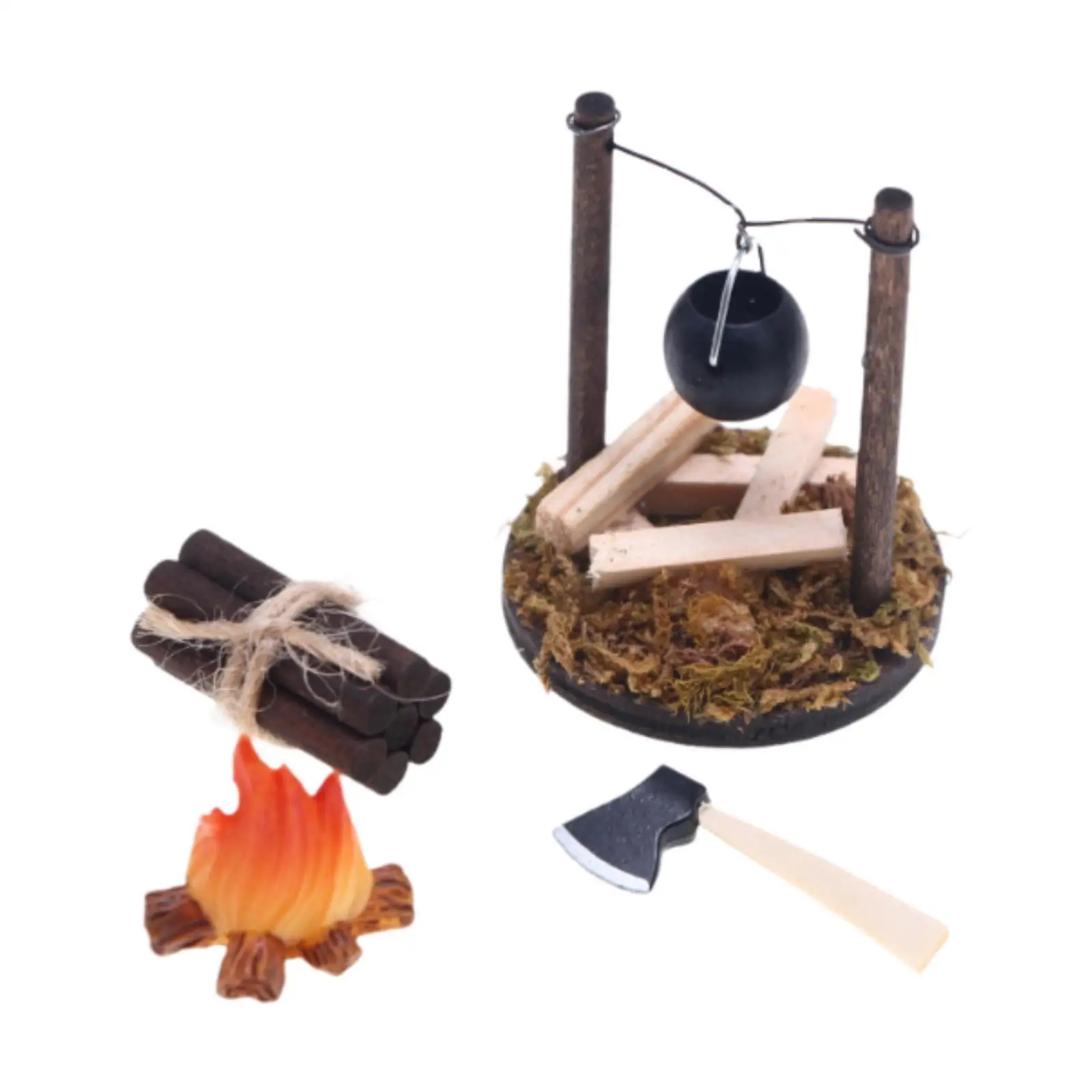 4x Dollhouse Camp Set Dollhouse Fireplace Decoration for 1/12 Scale Dollhouses Dollhouse Furniture Handicraft Kids Pretend Toy