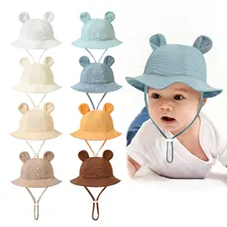 Gorro de sol bebé en algodón con orejas estilo Panamá unisex
