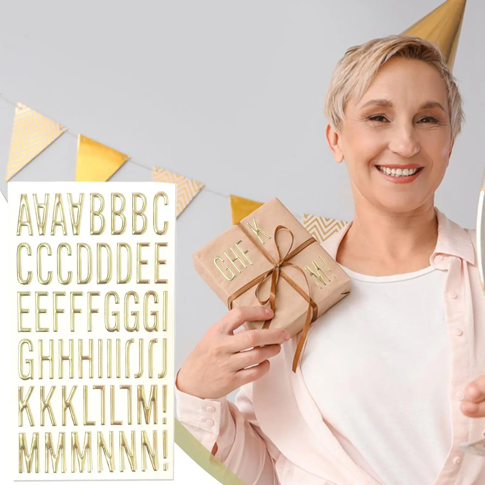 Pegatinas de letras doradas, calcomanías impermeables con números del alfabeto, pegatinas de letras para álbum de recortes, tarjetas de felicitación, contenedores, ventana