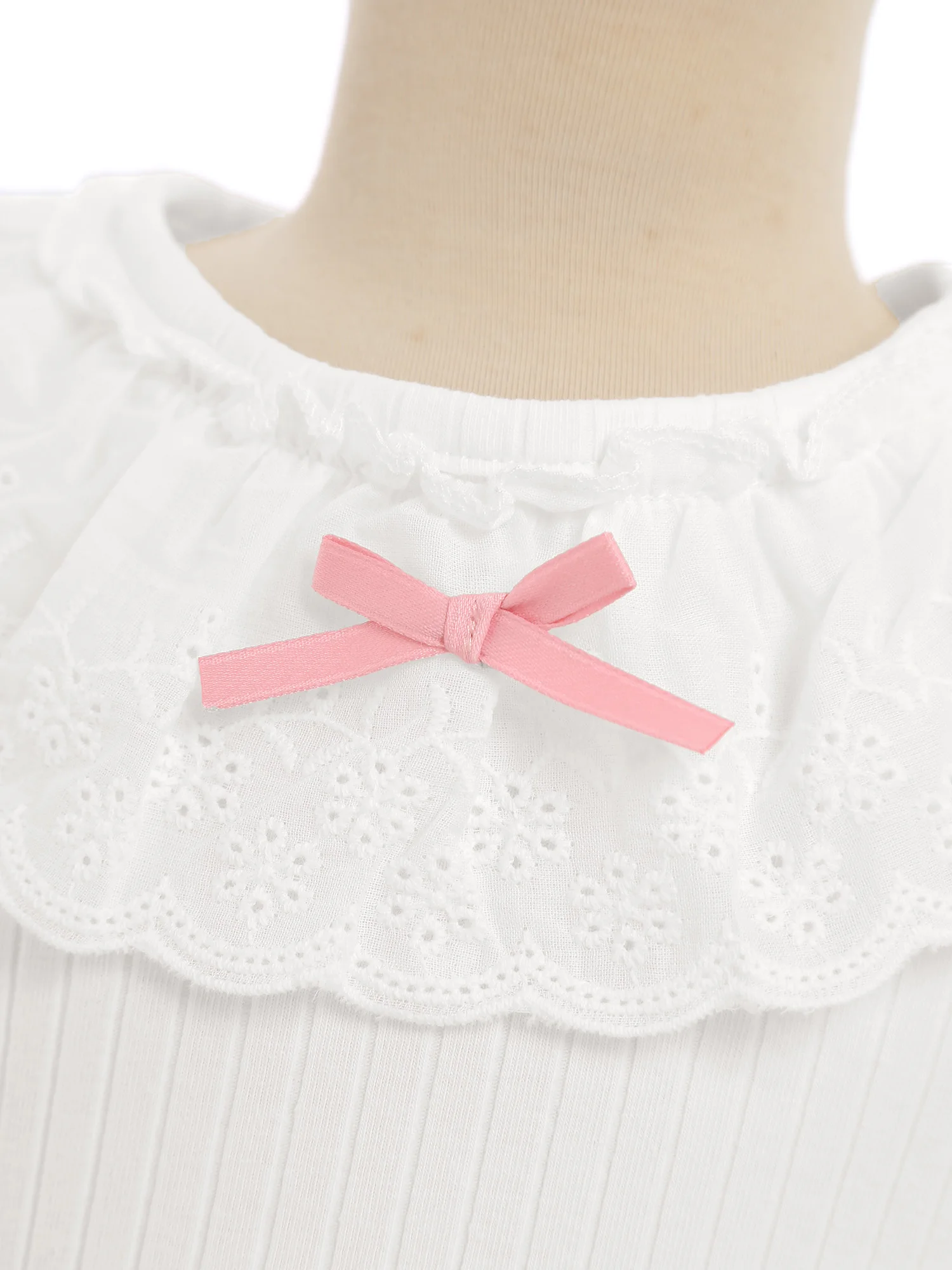Blusa acanalada con volantes lazo niña primavera otoñal - imagen 3