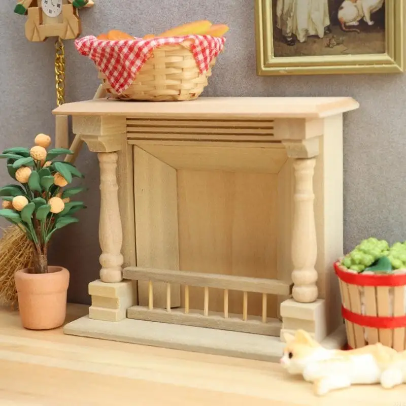 Casa de muñecas para niños a escala 1:12, modelo de chimenea en miniatura, chimenea de madera realista, muebles, modelo de juguete - imagen 3