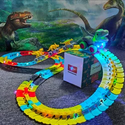 Pista flexible de coche con dinosaurio para niños – Juguete interactivo