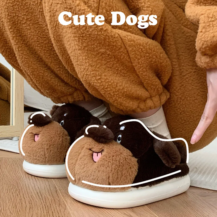 Pantuflas suaves con perro – Zapatillas mullidas invierno - imagen 3