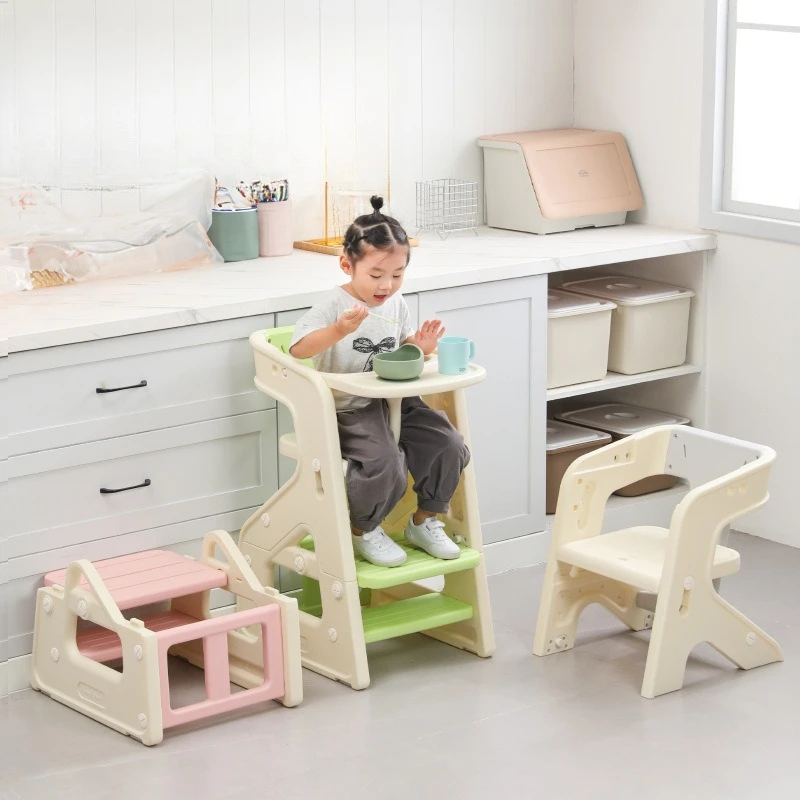 ‌ Silla alta convertible de 5 posiciones, asiento de alimentación de bebé reclinable ajustable con bandeja, reposapiés certificado por los estándares de seguridad ASTM - imagen 2