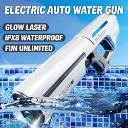Pistola de agua eléctrica de mano con LED, disparo largo alcance
