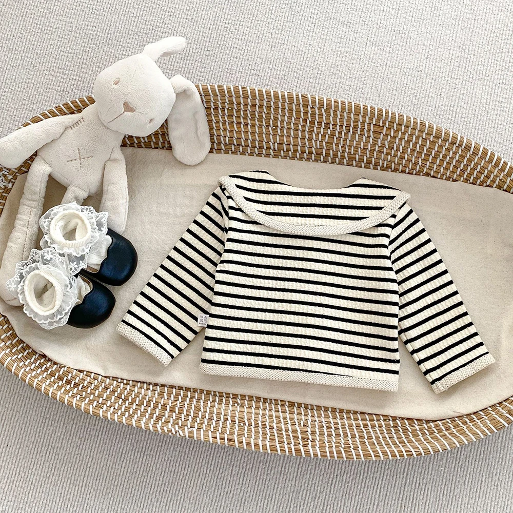 Conjunto de ropa para niños de 9 a 5 años, camiseta de manga larga a rayas y pantalones de pierna ancha, traje de 2 uds para niñas - imagen 4