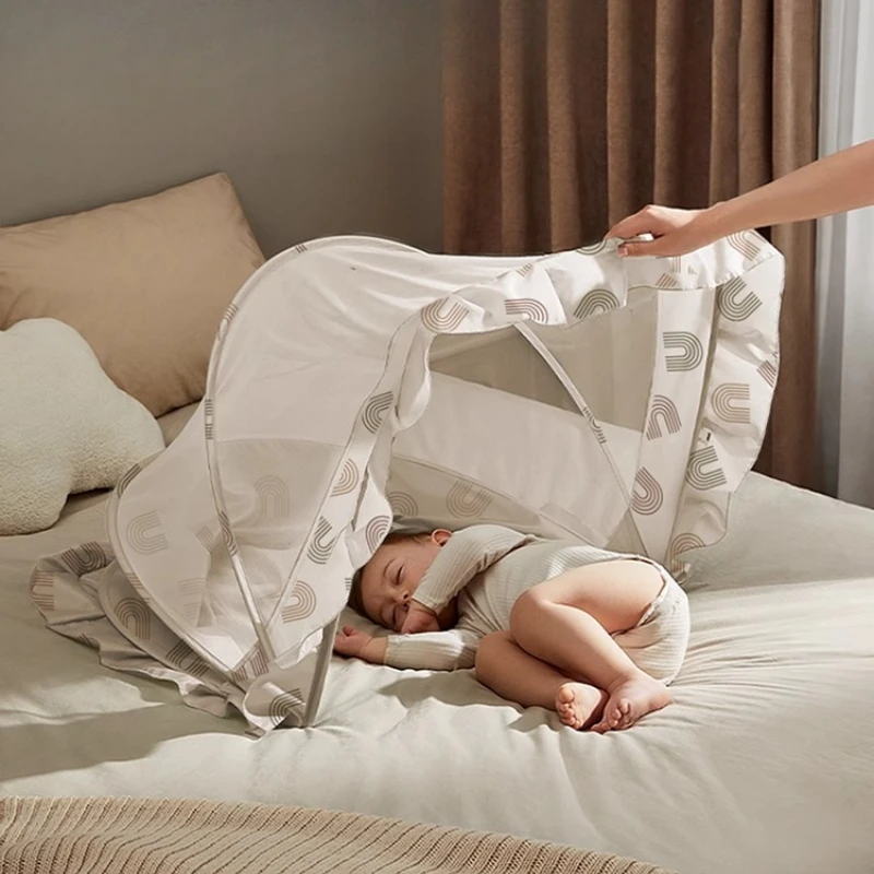‌ 아기 침대 안전 모기장 풀 커버 3-in1 어둠 방지 통기성 메쉬 낙하 방지 암호화 육각형 신생아용 방충망 - imagen 5